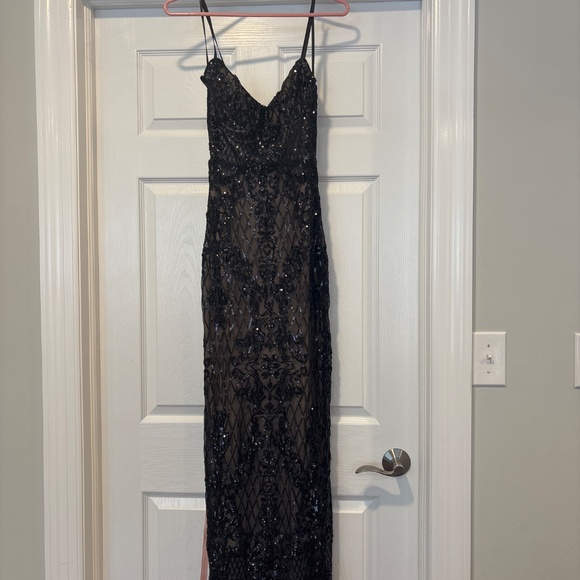 Lulus Moonlit Love Black Sequin Sleeveless Maxi Dress - Size XS - Picture 2 of 3